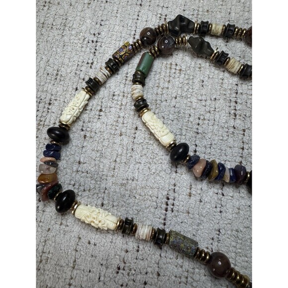 Sandra David Multistone Carved Elephant Bold Statement Necklace - Picture 4 of 8